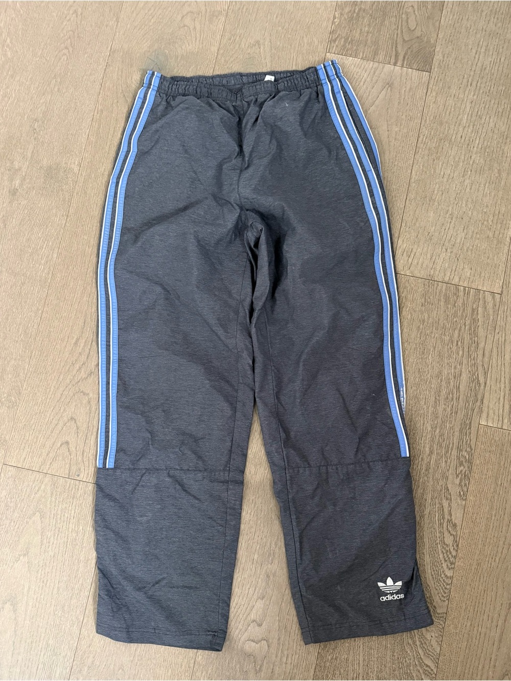 Vintage Adidas Gray Blue 3-Stripe Windbreaker Track Pants Size Small